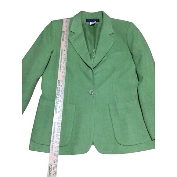 HARVE BENARD (VTG) Wool Cashmere Blend Blazer Jacket Green Preppy Versatile 14 - Picture 6 of 7